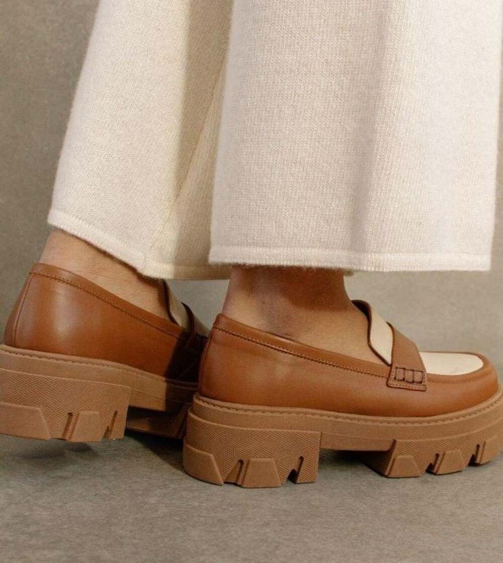 Alohas Trailblazer Bicolor Leather Loafers Brown/Tan & Off-White Size 7.5-8 - Picture 4 of 13
